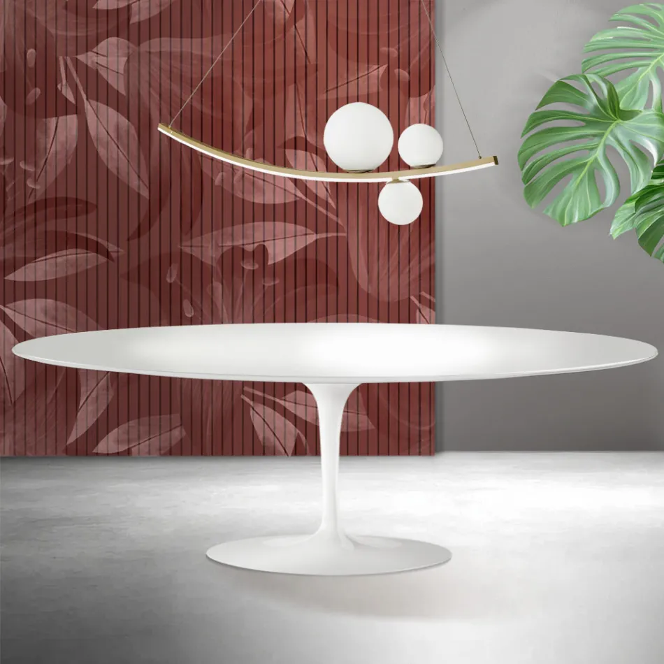 Saarinen Tulip Table H 74 cm in White Florim Ceramic - Scarlet Viadurini