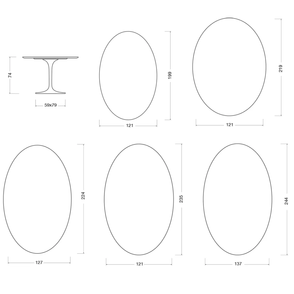 Tulip Saarinen table H 74 cm in Florim Statuario Lucido ceramic - Scarlet Viadurini