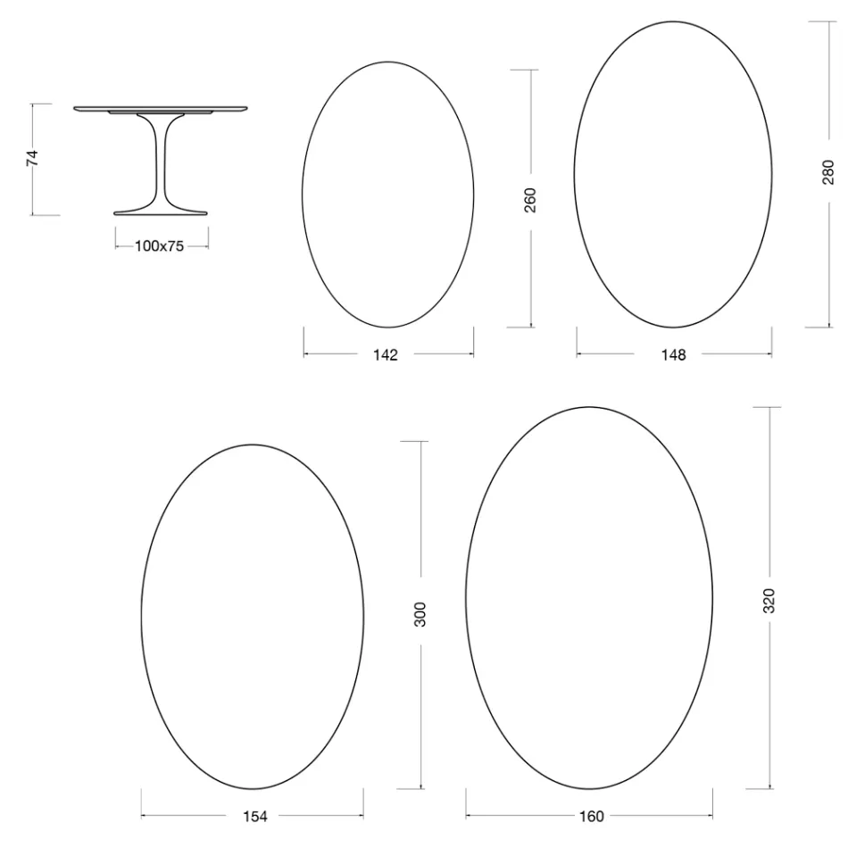 Tulip Saarinen table H 74 cm in Florim Statuario Lucido ceramic - Scarlet Viadurini
