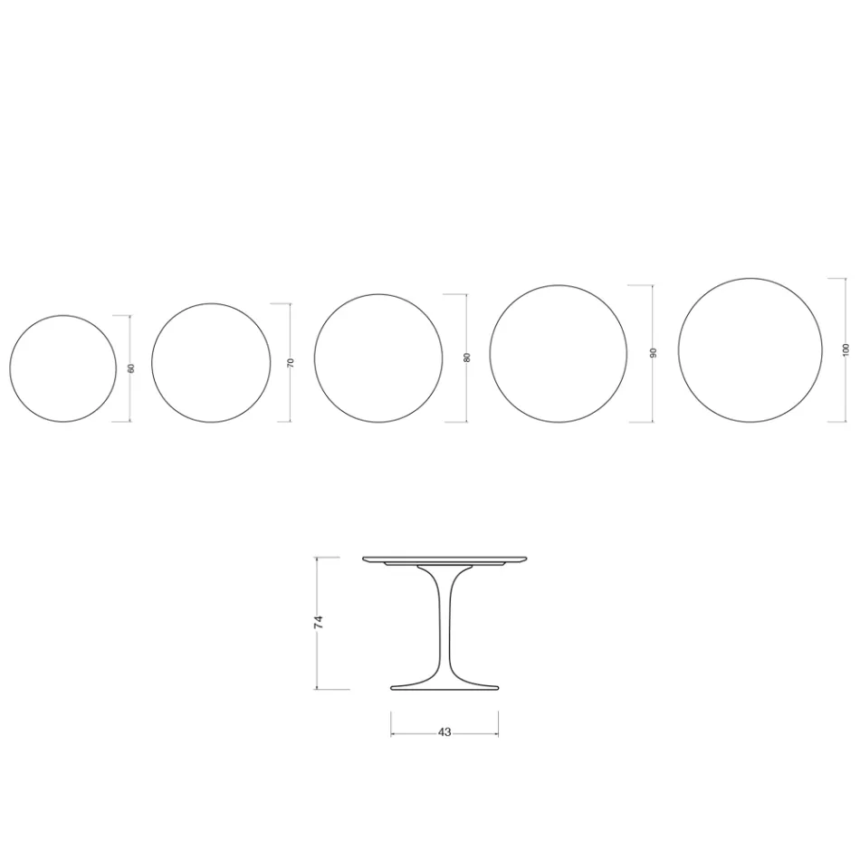 Tulip Saarinen table H 74 cm in Florim Statuario Lucido ceramic - Scarlet Viadurini