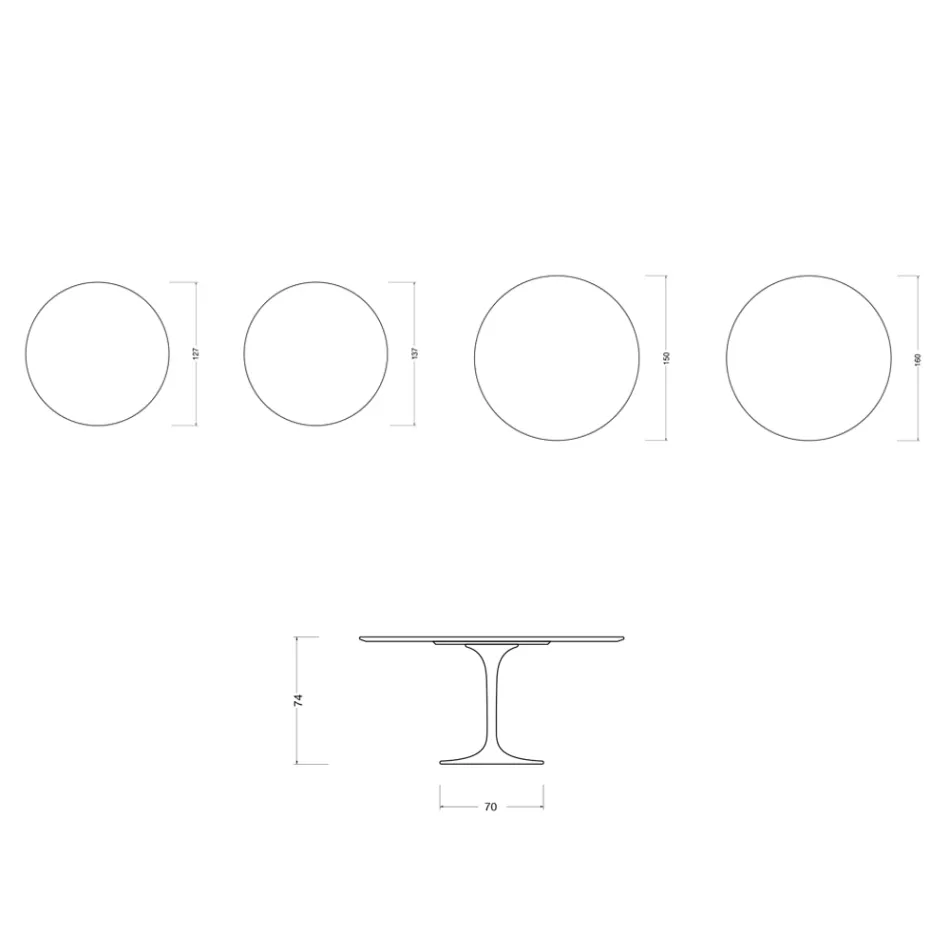 Saarinen Tulip Table H 74 cm Round in Florim Calacatta Gold Gloss Ceramic - Scarlet Viadurini