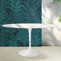 Saarinen Tulip Table H 74 cm Round in Glossy Statuario Florim Ceramic - Scarlet
