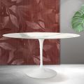 Saarinen Tulip Table H 74 cm Round in Florim Statuario Matte Ceramic - Scarlet