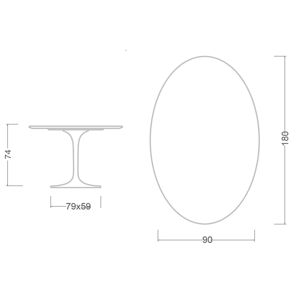 Tulip Table Saarinen H 74 with Oval Top in Carrara Marble Made in Italy - Scarlet Viadurini