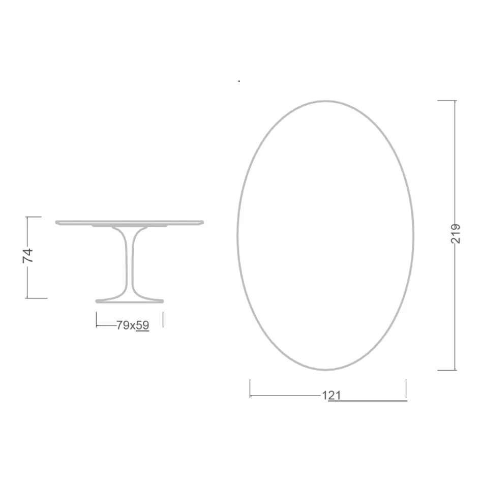 Tulip Table Saarinen H 74 with Oval Top in Carrara Marble Made in Italy - Scarlet Viadurini