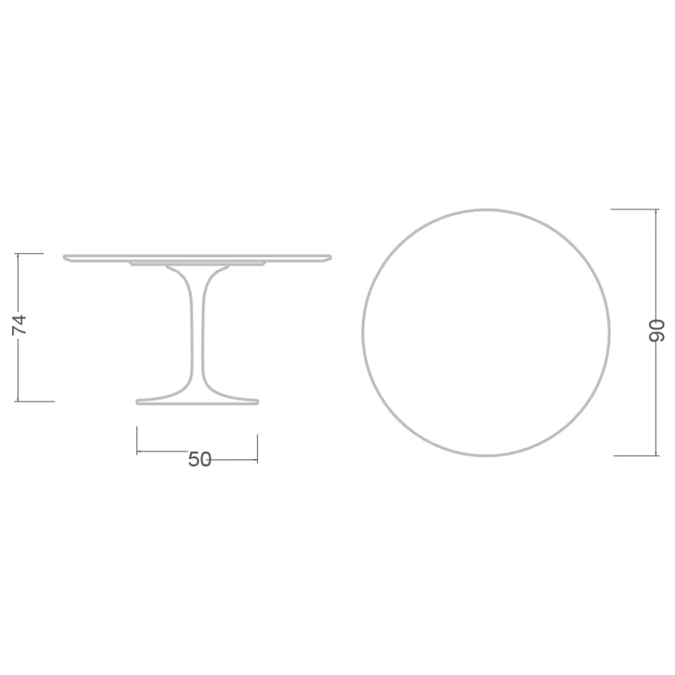 Tulip Table Saarinen H 74 with Round Top in Arabescato Marble Made in Italy - Scarlet Viadurini