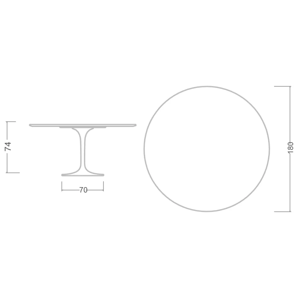 Tulip Table Saarinen H 74 with Round Top in Black Marquinia Marble Made in Italy - Scarlet Viadurini