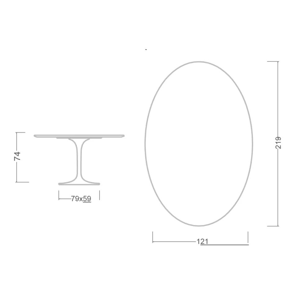 Tulip Table Saarinen H 74 Oval in Carrara Marble Statuarietto Made in Italy - Scarlet Viadurini