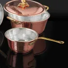 Conical Hand Tinned Copper Pan and Handle Made in Italy 22 cm - Mariassunta Viadurini