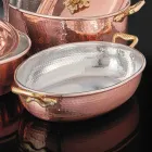 Hand Tinned Copper Oval Design Pan with Lid 31x22 cm - Mariachiara Viadurini