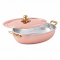 Hand Tinned Copper Oval Design Pan with Lid 31x22 cm - Mariachiara