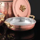 Round Design Tinned Copper Pan with Lid 20 cm - Mariastella Viadurini