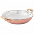 Round Hand Tinned Copper Pan 2 Handles and Lid 40 cm - Giangiorgio