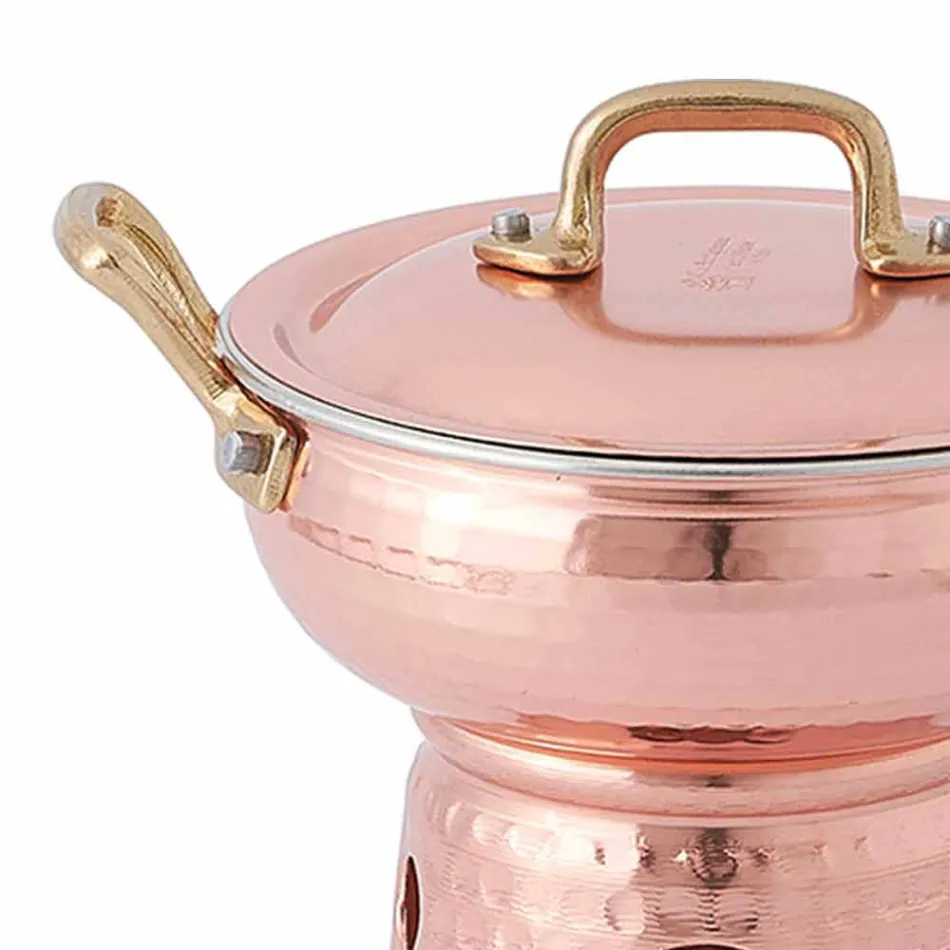 Rounded Pan for Sauce in Hand Tinned Copper Base and Lid - Gianmatteo Viadurini