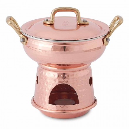 Rounded Pan for Sauce in Hand Tinned Copper Base and Lid - Gianmatteo Viadurini