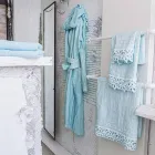 Heavy Linen Bath Towel with Italian Quality Poema Lace 2 Colors - Castle Viadurini