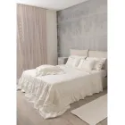 Light Linen Curtain with Organza and Gothic Embroidery in the Luxury Center - Marinella Viadurini