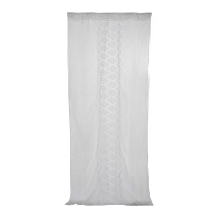 Retro Light Linen Curtain with Organza and Italian Luxury Embroidery - Marinella Viadurini
