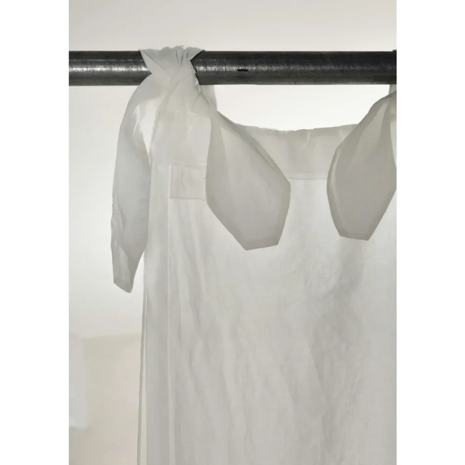 Curtain in White or Retro Light Linen and Organza with Luxury Ties - Karnak Viadurini