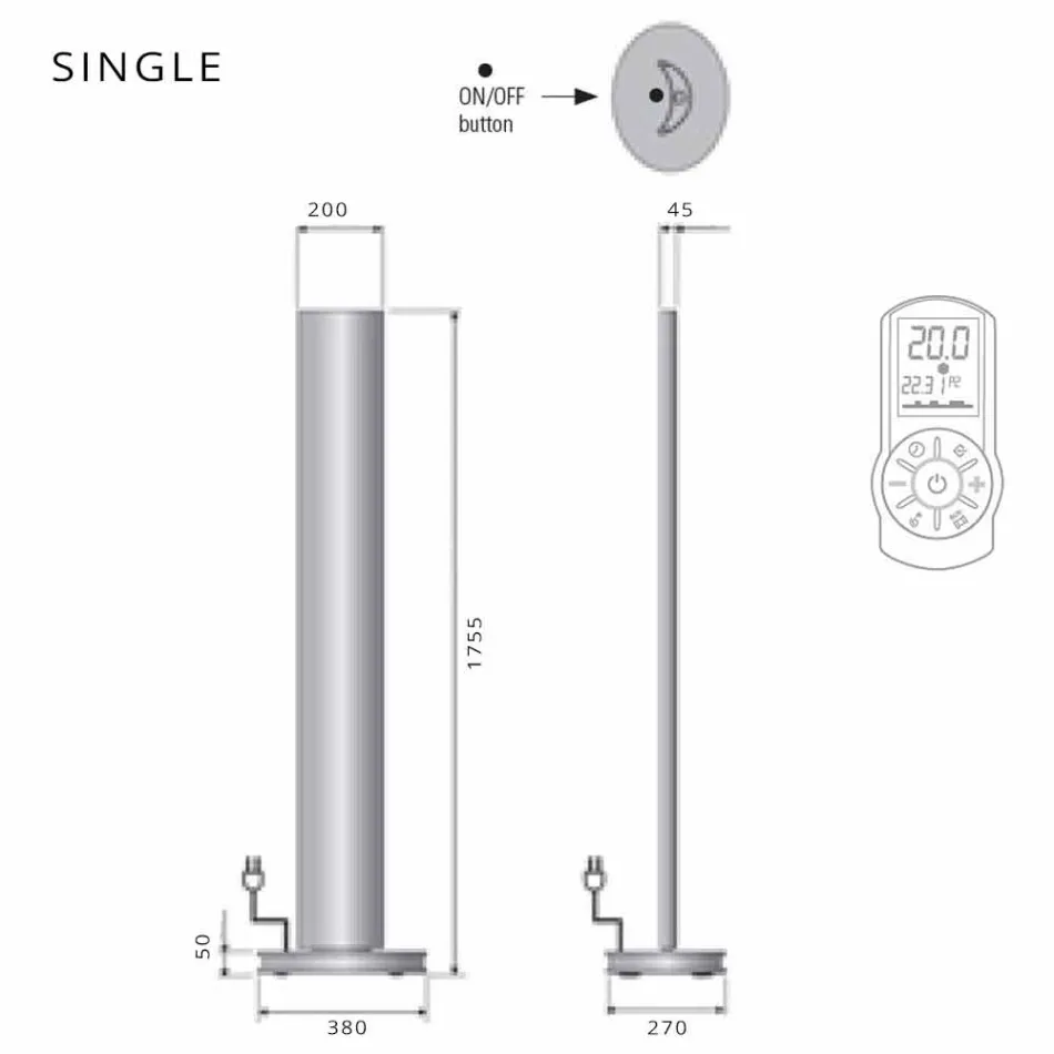 Floor Electric Radiator with Single or Double Led Design at 500 W - Stilus Viadurini