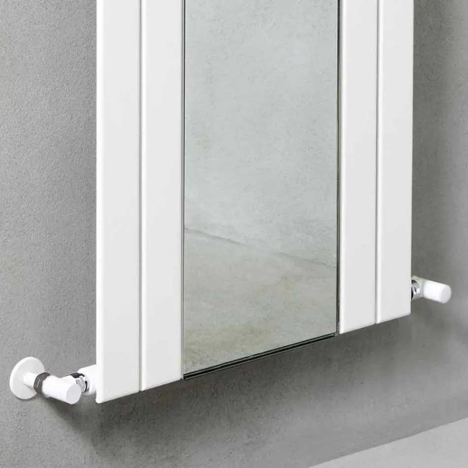 Design Vertical Bathroom Radiator in Steel with 587 W Mirror - Picchio Viadurini