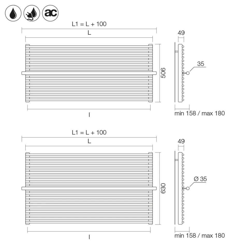 Beige Mixed Carbon Steel Radiator Made in Italy - Solaris Viadurini