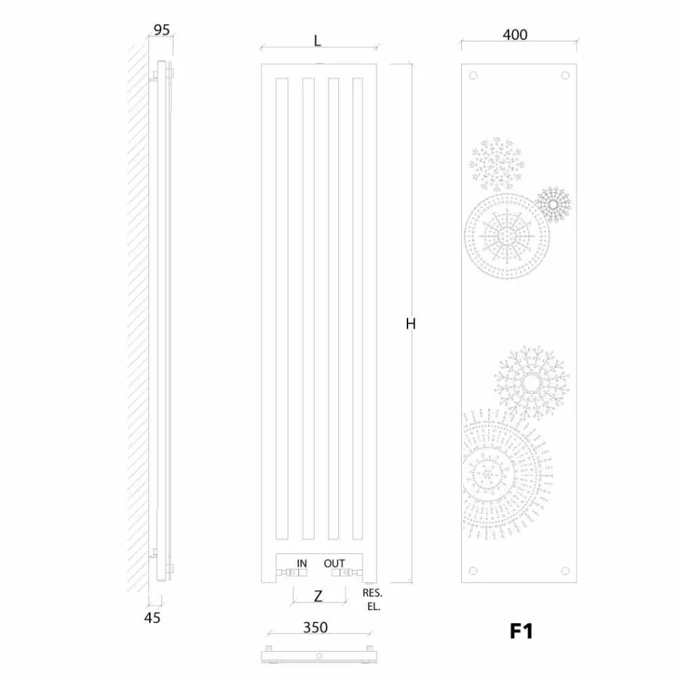 Vertical electric thermal design with design cover New Dress Scirocco H Viadurini