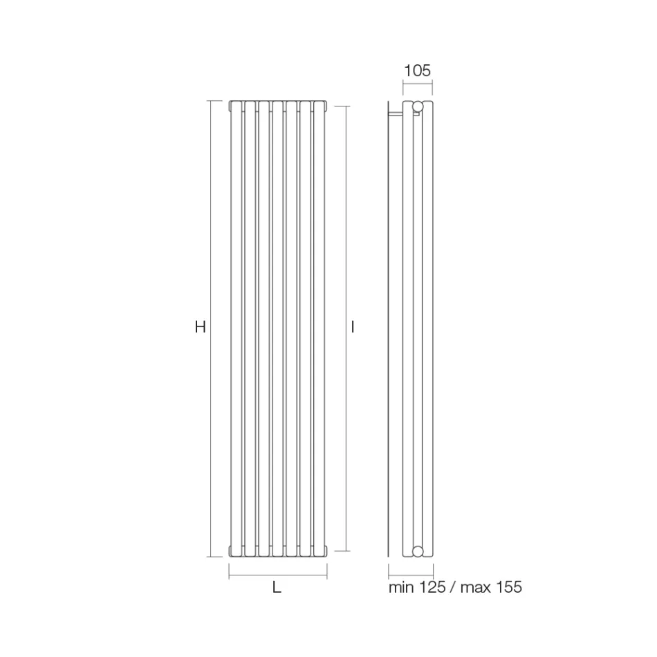Hydraulic Radiator with Horizontal Manifolds and Vertical Pipes - Colomba Viadurini