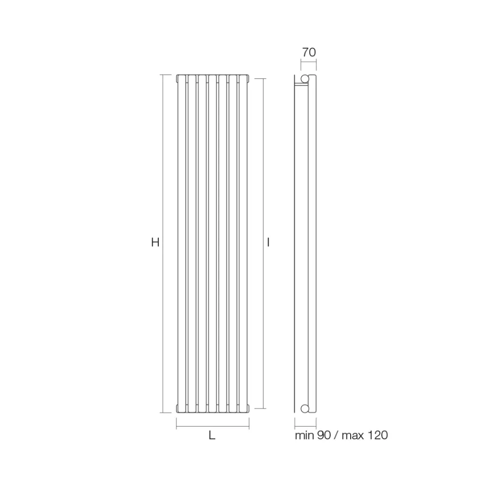 Hydraulic Radiator with Horizontal Carbon Steel Manifolds - Cherries Viadurini