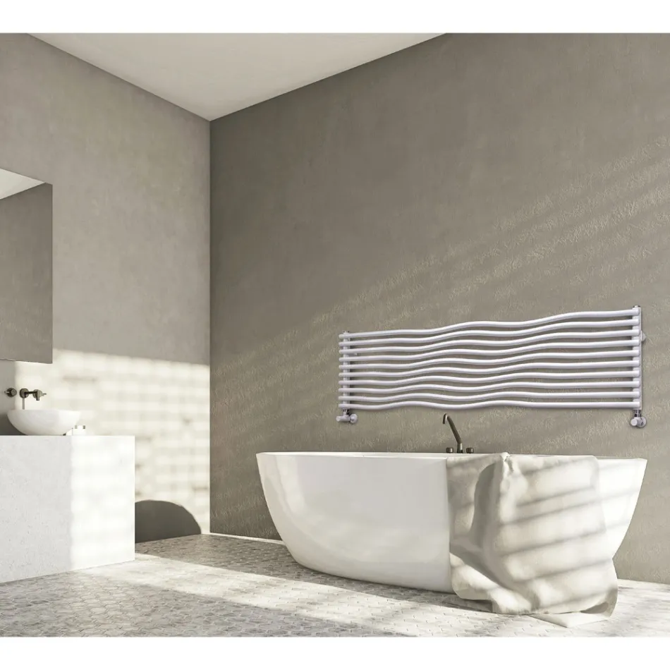 Hydraulic Radiator with Curved Horizontal Elements Made in Italy - Zucchero Viadurini