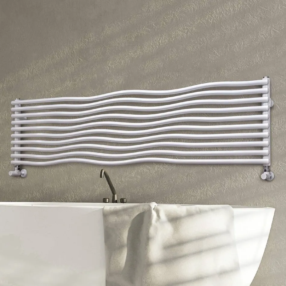 Hydraulic Radiator with Curved Horizontal Elements Made in Italy - Zucchero Viadurini