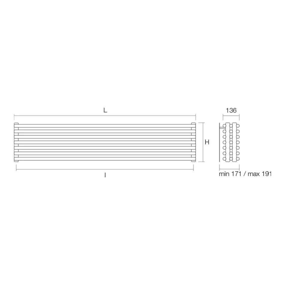 Hydraulic Radiator with Triple Series of Horizontal Elements Made in Italy - Caramella Viadurini