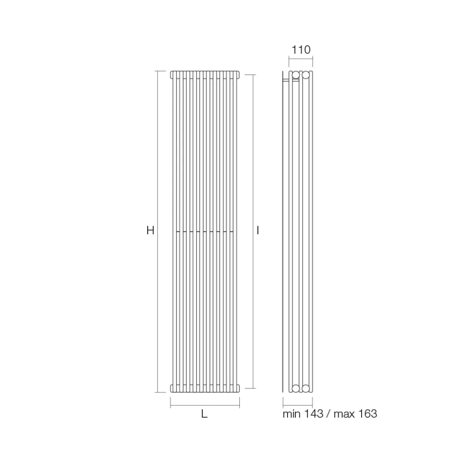 Hydraulic Radiator with Triple Set of Vertical Elements Made in Italy - Cenci Viadurini