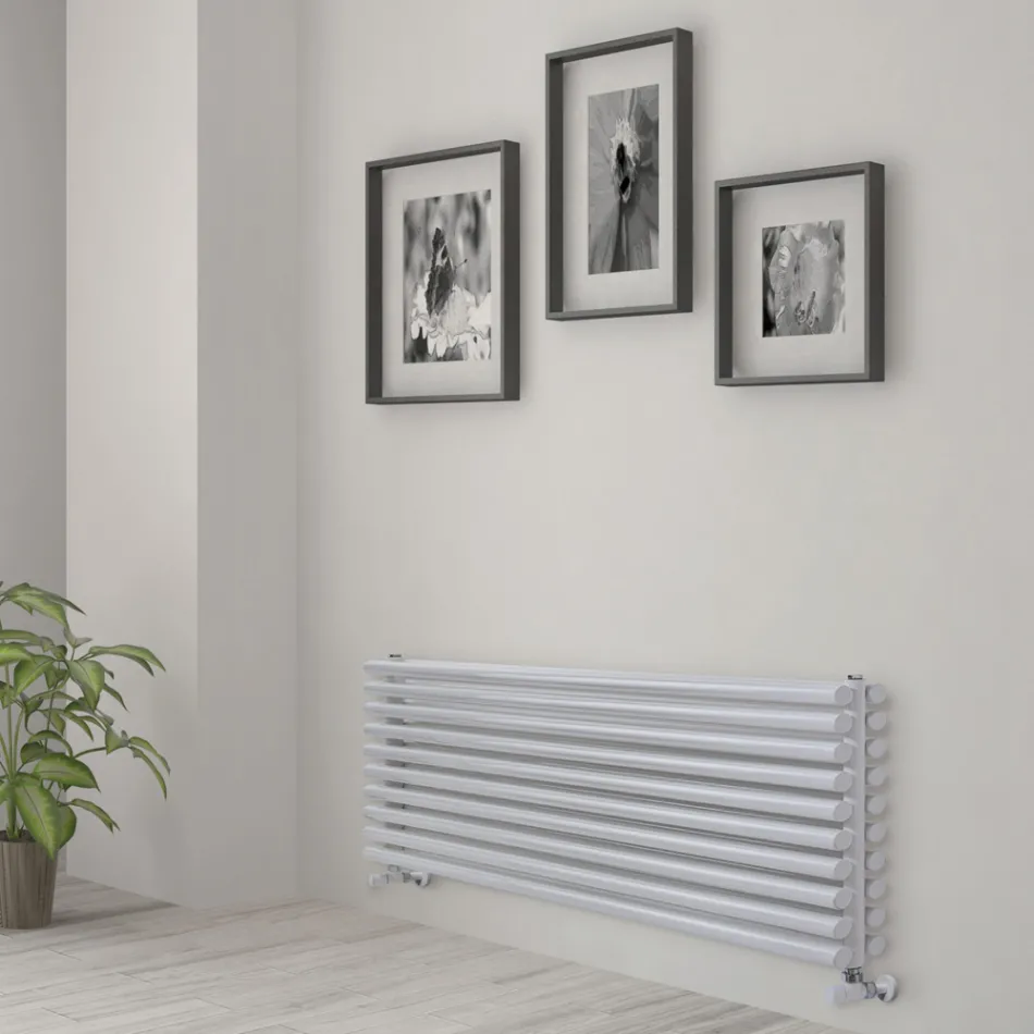 Steel Hydraulic Radiator with Pure White Finish, Made in Italy - Cookies Viadurini