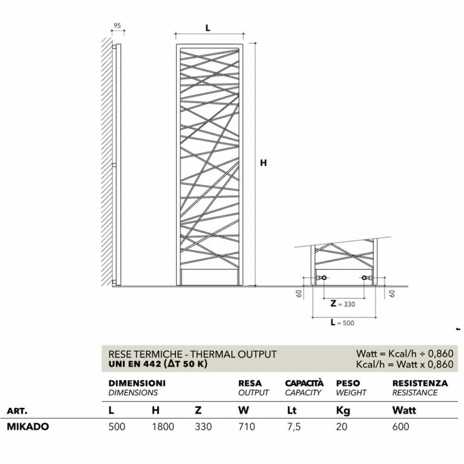 Hydraulic steel thermocouple, metropolitan style Mikado Scirocco H Viadurini