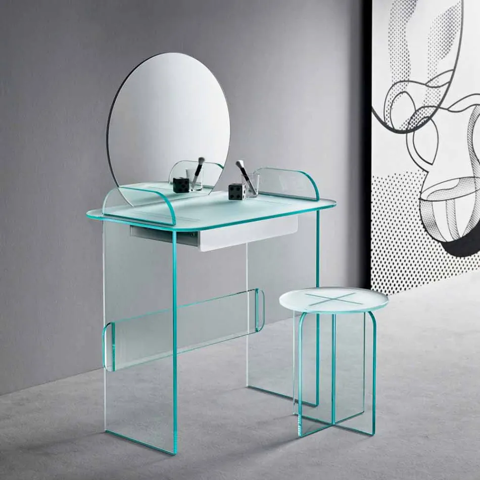Makeup Dressing Table with Mirror and Glass Drawer 3 Finishes - Salvie Viadurini