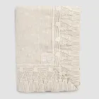 Rectangular Beige Linen Tablecloth with Luxury Tassel Lace Frame - Zippel Viadurini