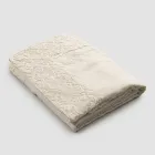 White or Butter Linen Tablecloth with Farnese Lace Rectangular Design - Kippel Viadurini