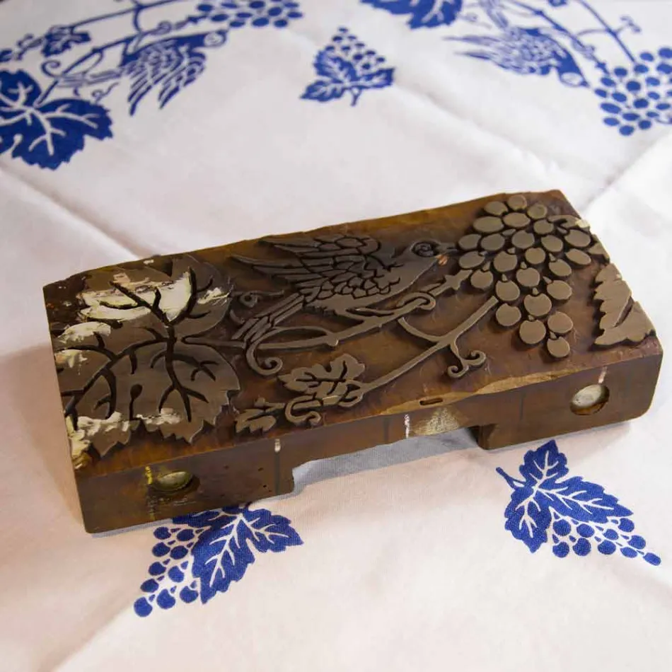 High Artistic Linen Tablecloth with Italian Art Hand Print - Brands Viadurini