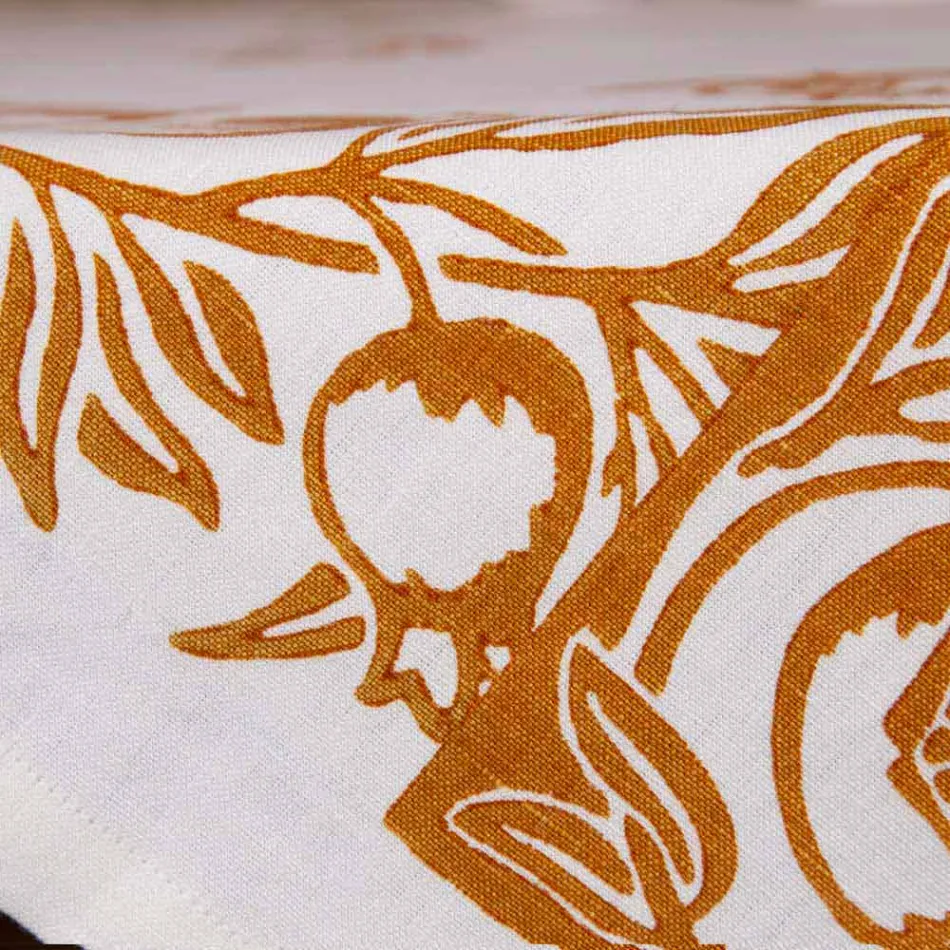 High Artistic Linen Tablecloth with Italian Art Hand Print - Brands Viadurini