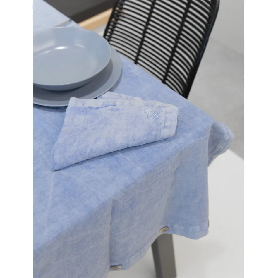 Rectangular Linen Tablecloth with Buttonholes and 10 Buttons, Luxury - Mediterranean Viadurini