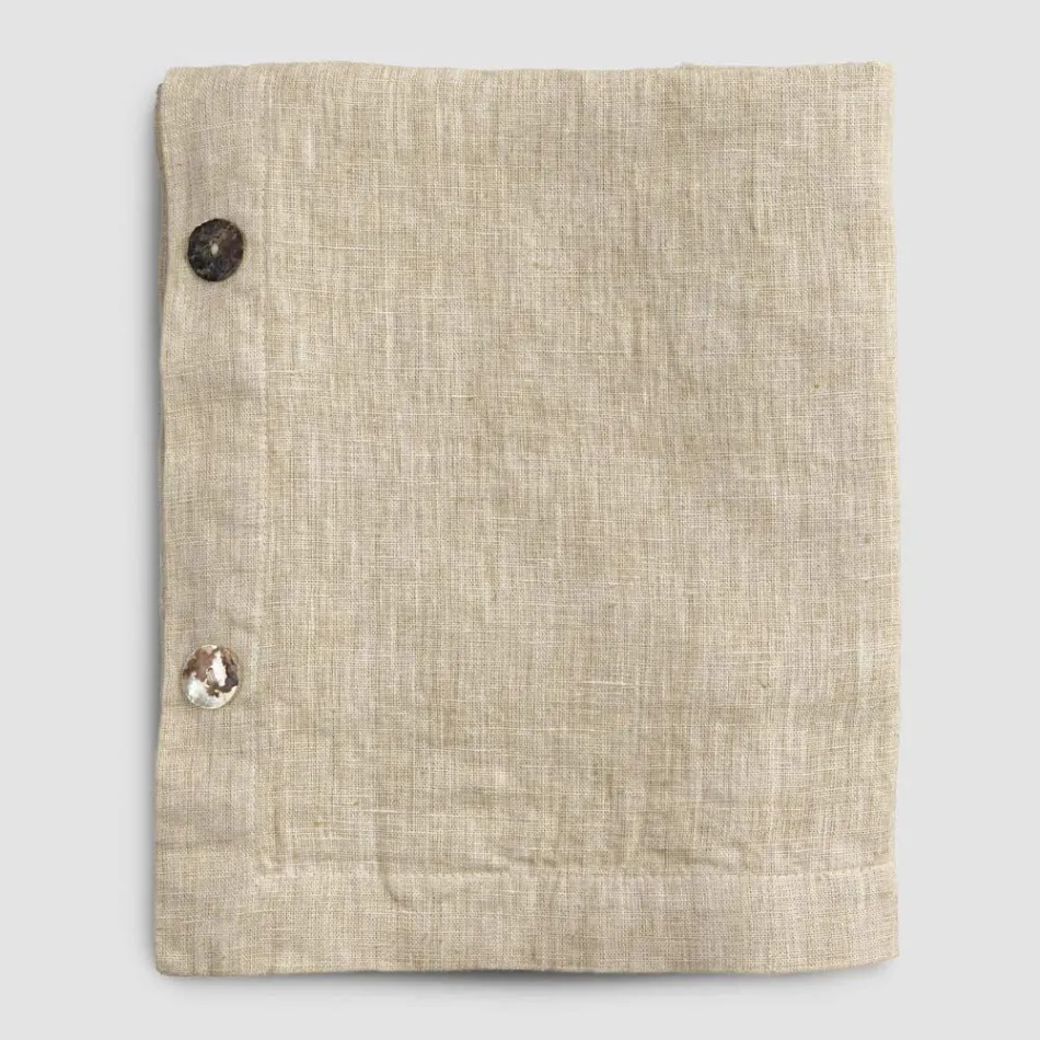 Luxury Modular Colored Linen Tablecloth with Buttonholes and 12 Buttons - Mediterranean Viadurini