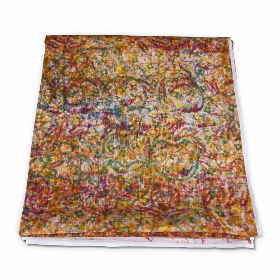 High Quality Italian Crafted Tablecloth in Hand Printed Cotton - Trademarks Viadurini