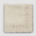 Beige Linen Square Tablecloth with Handcrafted Luxury Farnese Lace - Kippel