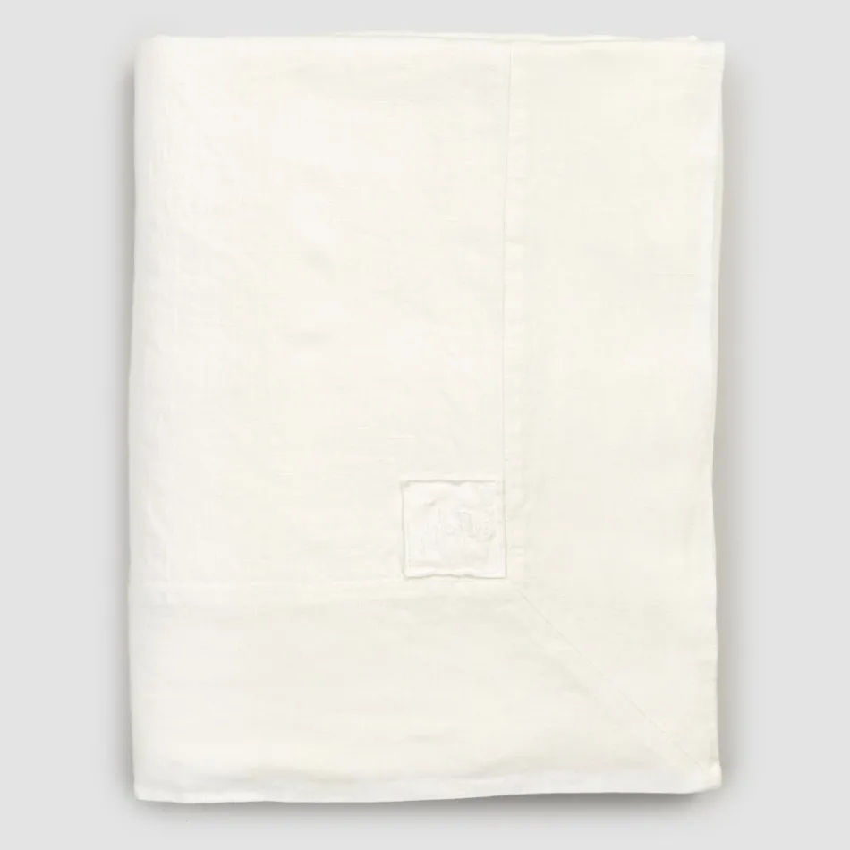 Large Heavy White Linen Rectangular Tablecloth with Framed Edges - Davinci Viadurini