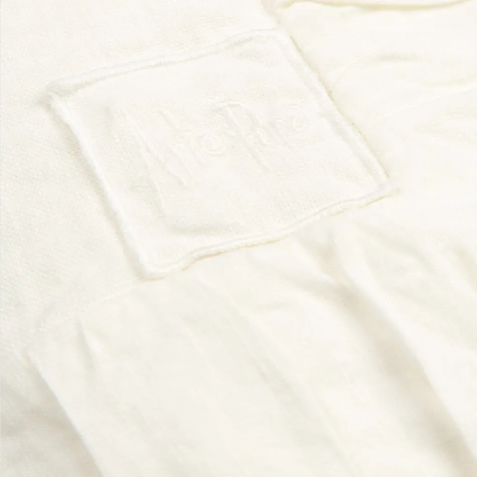 Rectangular Tablecloth in White Linen, Frame and Embossed Fold Edge - Mippel Viadurini