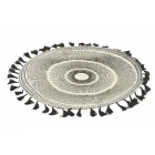 Round Breakfast Placemat in Jute with Black Fringes 12 Pieces - Casside Viadurini