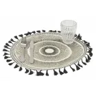 Round Breakfast Placemat in Jute with Black Fringes 12 Pieces - Casside Viadurini