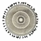 Round Breakfast Placemat in Jute with Black Fringes 12 Pieces - Casside Viadurini