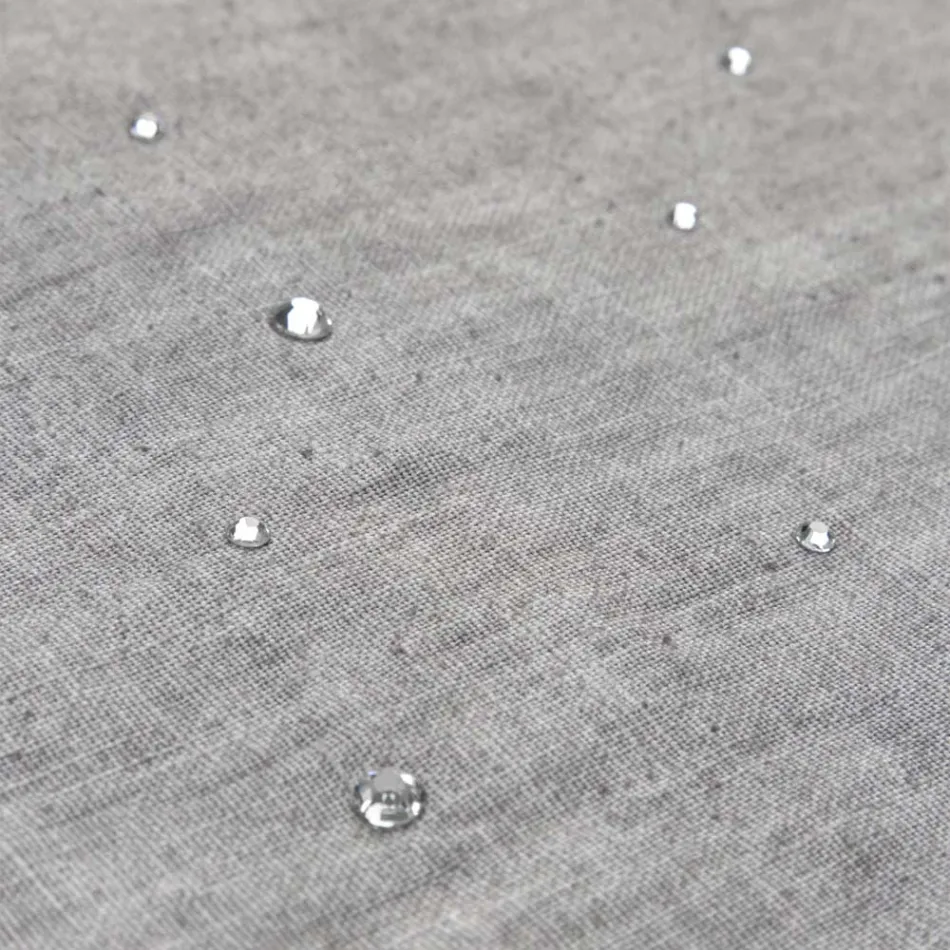 Breakfast Placemats in Gray Linen with Crystals 2 Pieces - Macanno Viadurini